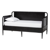 Baxton Studio Lucera 3-Drawer Daybed with Bobbin Frame, Twin, Black